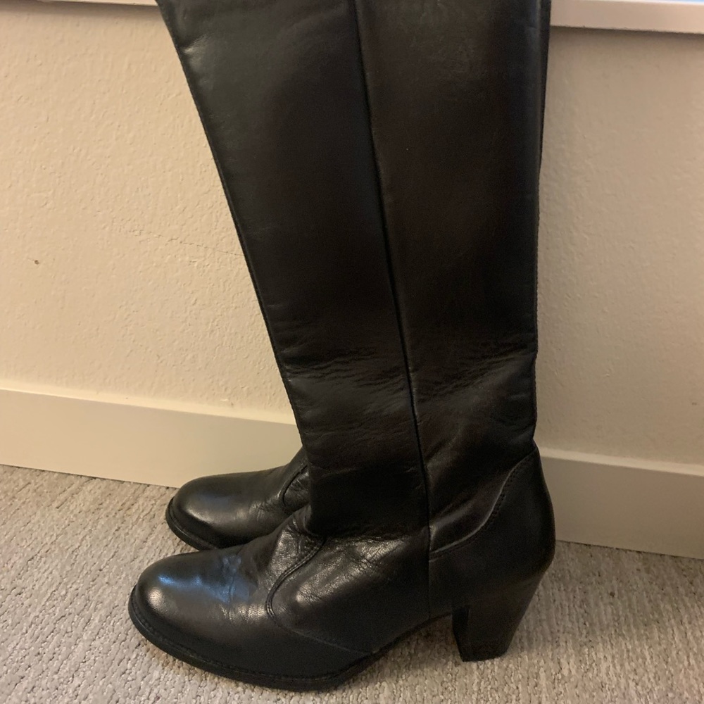 Leather zip up boots